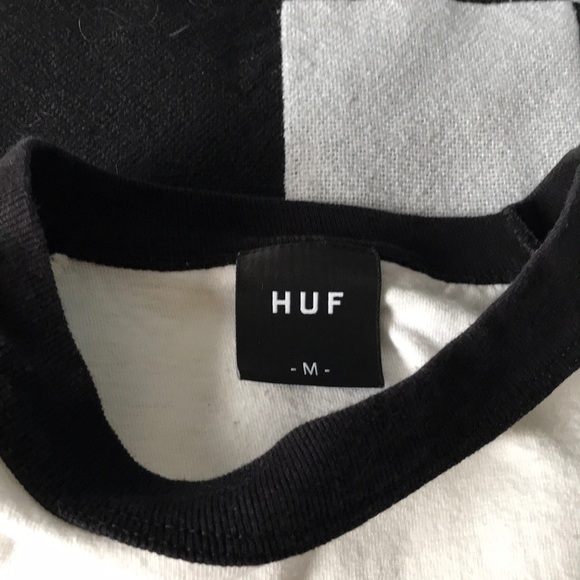 HUF Black & White Mid Sleeve Tee Size M - Picture 3 of 4
